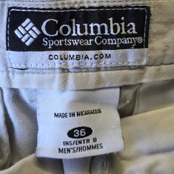 Columbia Canvas Above-Knee Spell-Out Shorts Men 36 Beige Casual - Picture 3 of 7